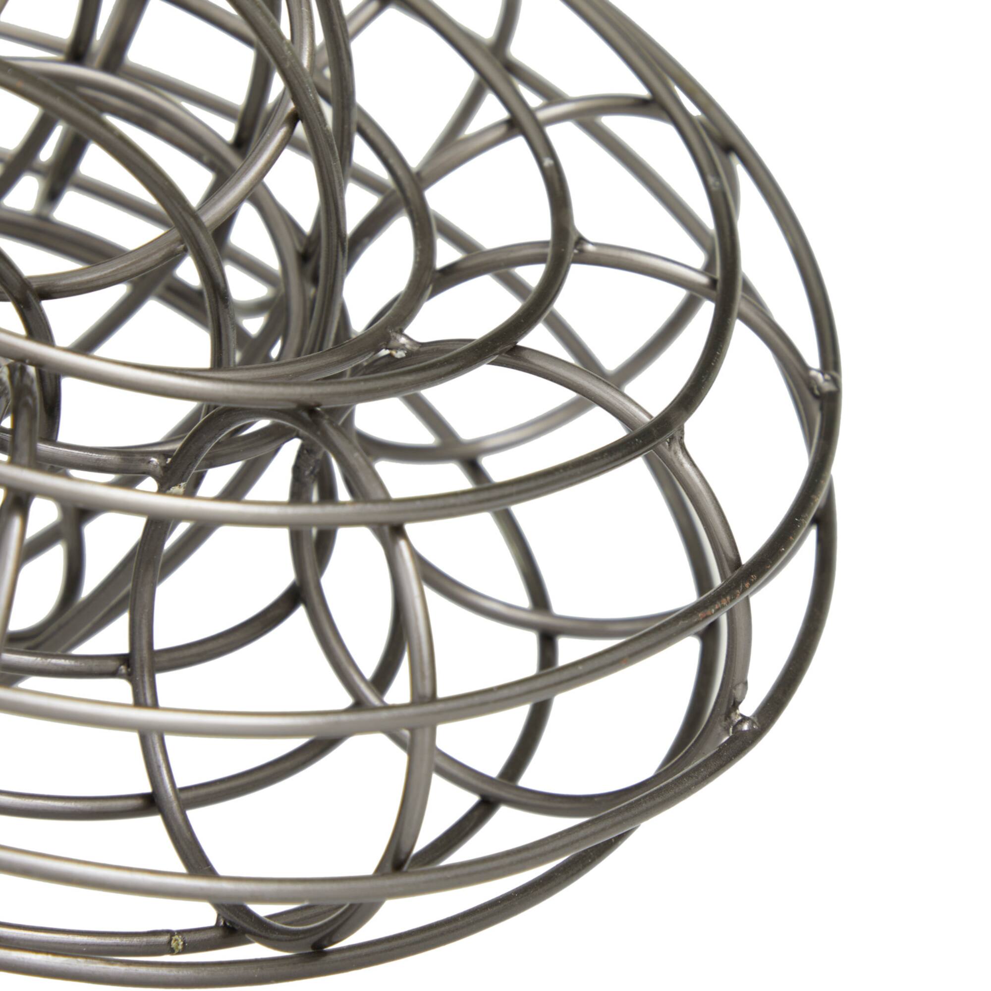 Set of 2 Grey Metal Contemporary Sculptures, 7" x 8" x 9"